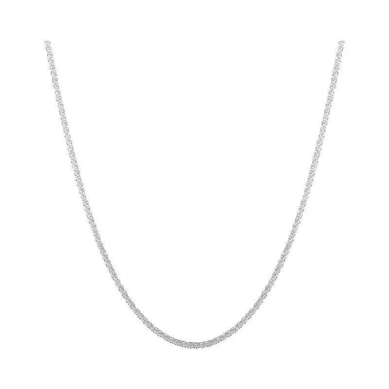 Fine Jewlery Silver Colored Sparkling Chain Necklace For Women