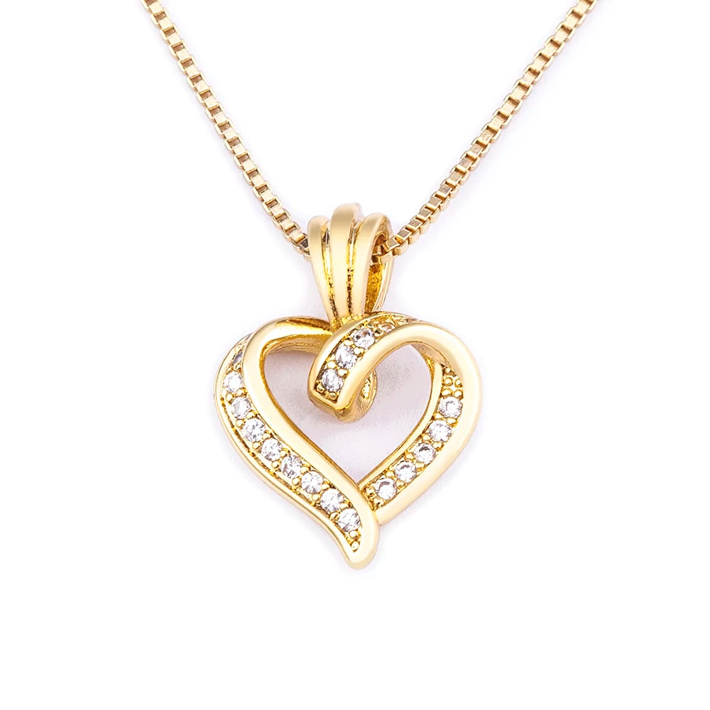 Nidin Fashion Creative Spiral Design Heart Pendant Necklace For Women Lovers Clavicle Chain Chocker Female Cute Zircon Jewlery