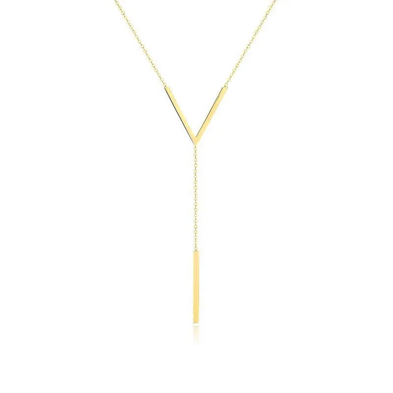 V-shaped long sexy Clavicle Necklace for Women Gold Colour Link Chain Necklace Party Jewelry Fashion Accessories Birthday Gift