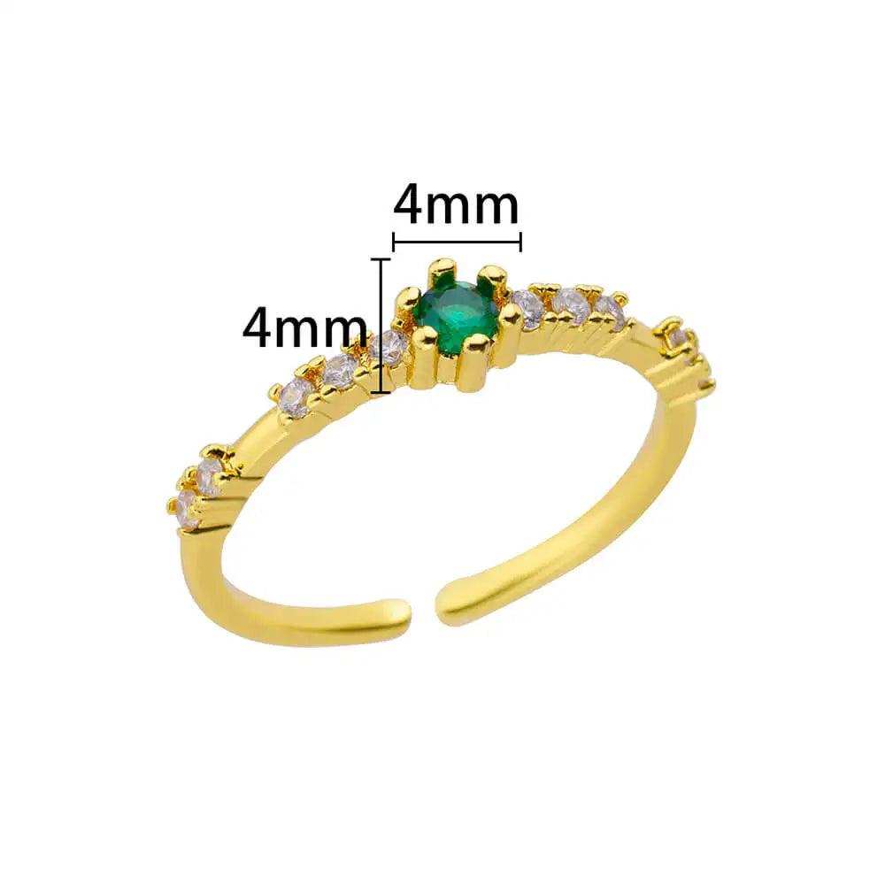 Tiny Green Zircon Round Rings For Women Geometric Stainless Steel Oval Ring Luxury Wedding Christmas Fshion Jewelry Gift 2024